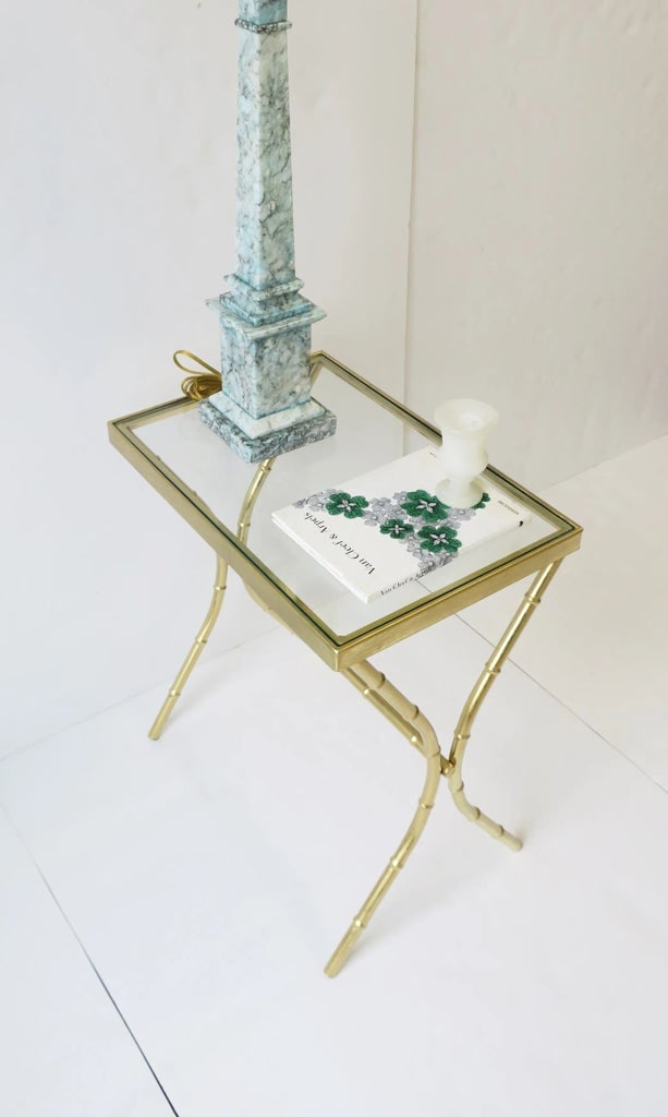 Brass and Glass Bamboo-Esque Side or End Table, Circa 1960s - 5