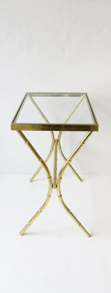 Brass and Glass Bamboo-Esque Side or End Table, Circa 1960s - 6