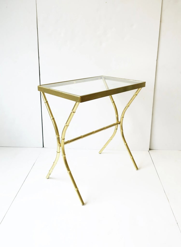 Brass and Glass Bamboo-Esque Side or End Table, Circa 1960s - 7