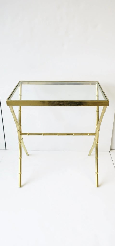 Brass and Glass Bamboo-Esque Side or End Table, Circa 1960s - 8
