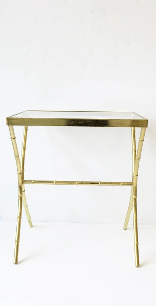 Brass and Glass Bamboo-Esque Side or End Table, Circa 1960s - 9