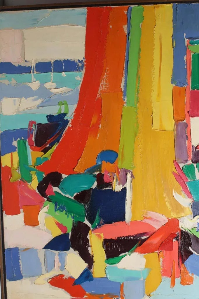 Sarah Leonard Krepp Large Mid-Century Modern Boats Painting - 10
