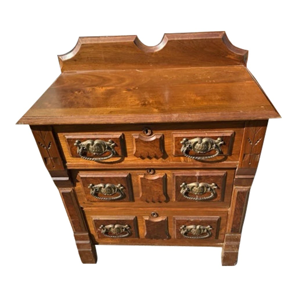 1910s Antique Wooden Commode: Eastlake style commode. Wonderful condition. Made using Knapp joinery which means it probably predates 1900. Condition: Alterations: Original Condition Unaltered Imperfections: Some Imperfections Cond