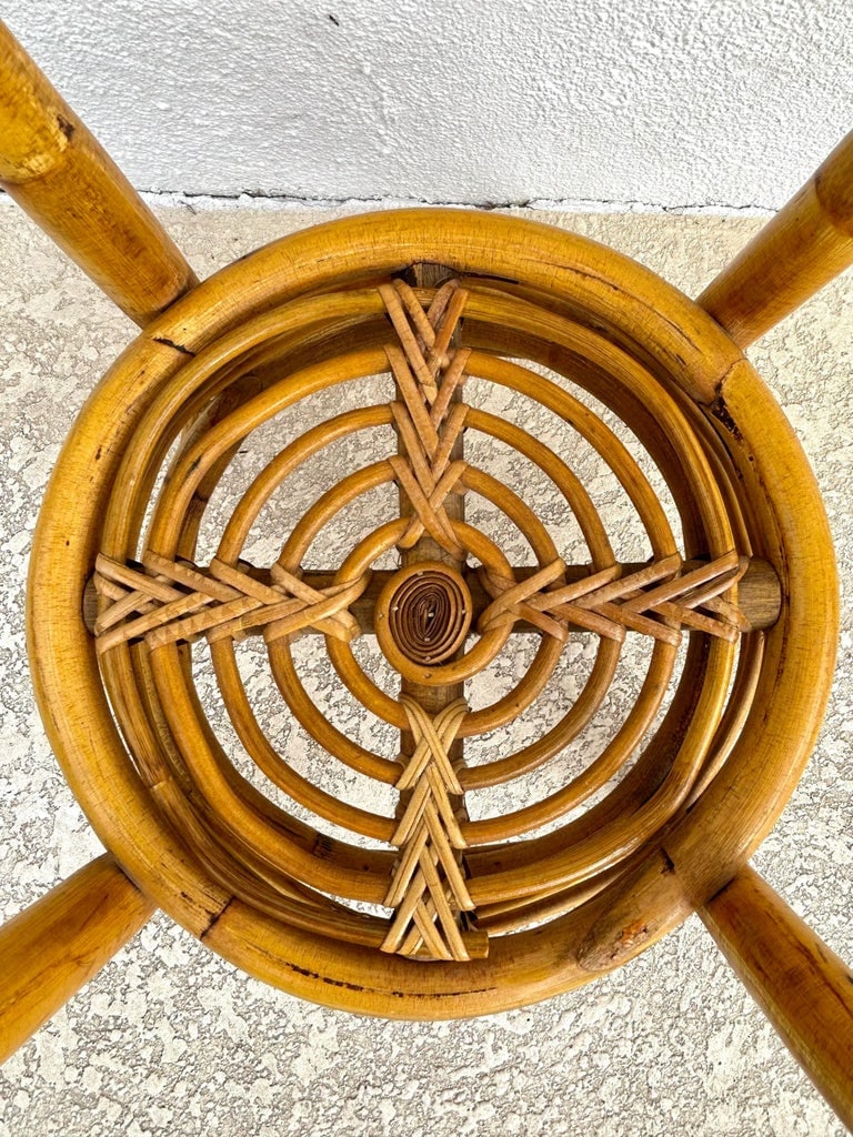 Mid 20th Century Paul Frankl Style Burnt Bamboo & Pencil Reed Chinoiserie Side Tables - 8