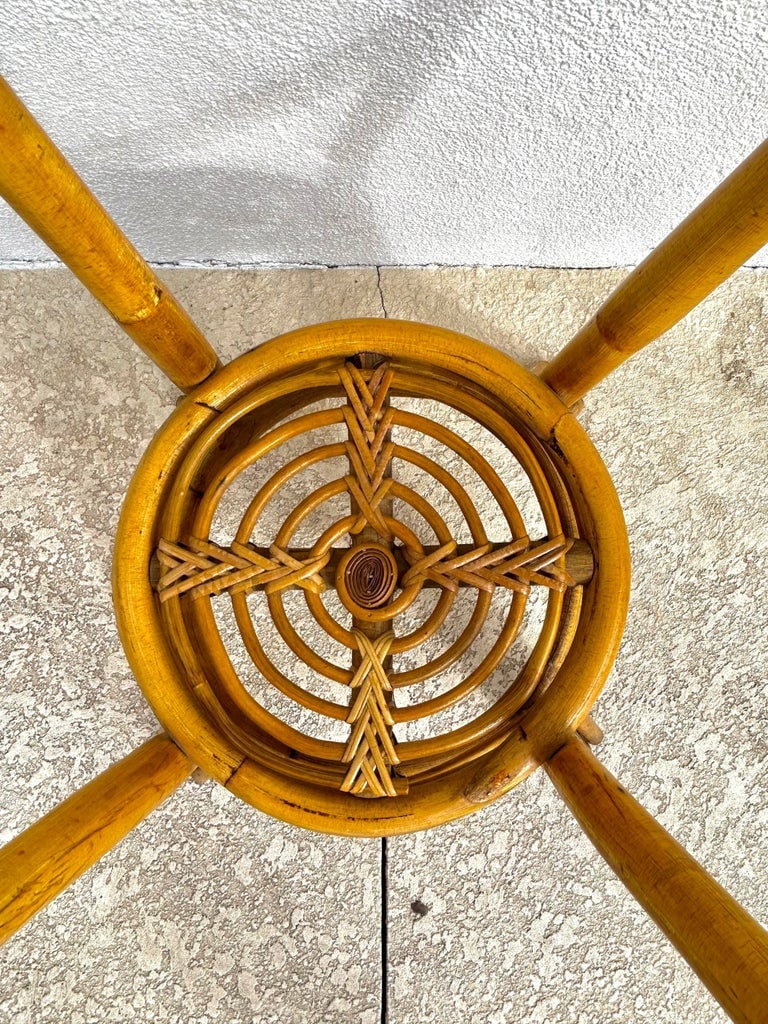 Mid 20th Century Paul Frankl Style Burnt Bamboo & Pencil Reed Chinoiserie Side Tables - 9