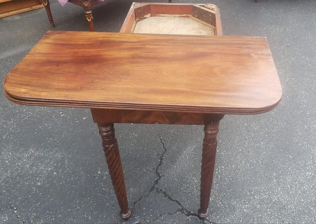 19th Century Empire Style Mahogany Fold-Top Game Table or Console Table - 11