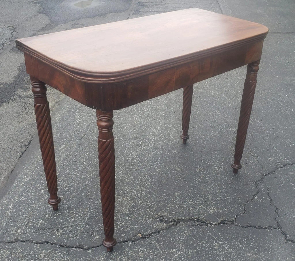 19th Century Empire Style Mahogany Fold-Top Game Table or Console Table - 2
