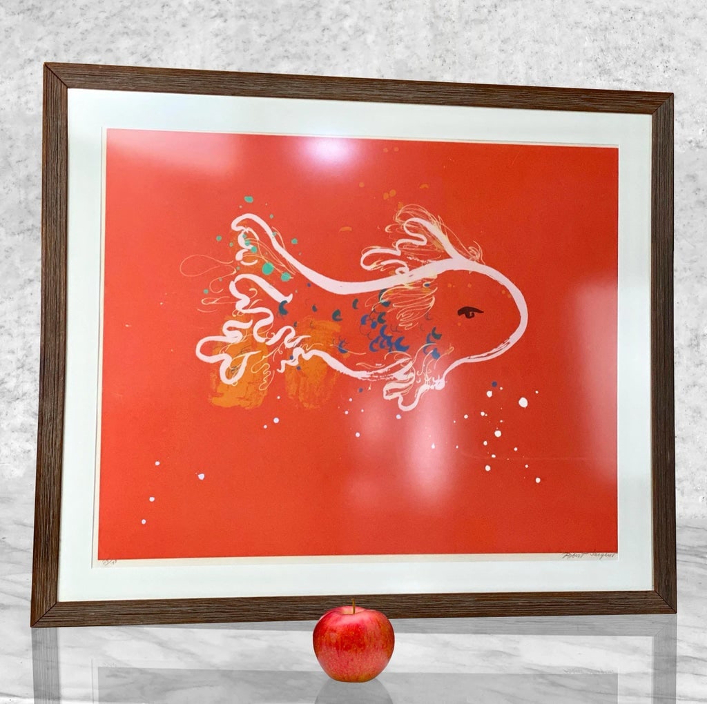 Mid-Century Abstract Axolotl Fish Lithograph Artwork by Robert Sargent - 2