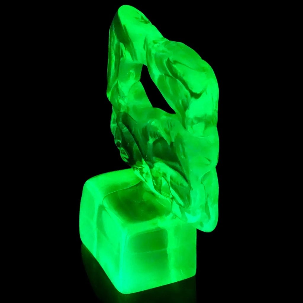 Luciano Gaspari Murano Salviati Uranium Uv Reactive Yellow Green Vintage Italian Art Glass Abstract - 3