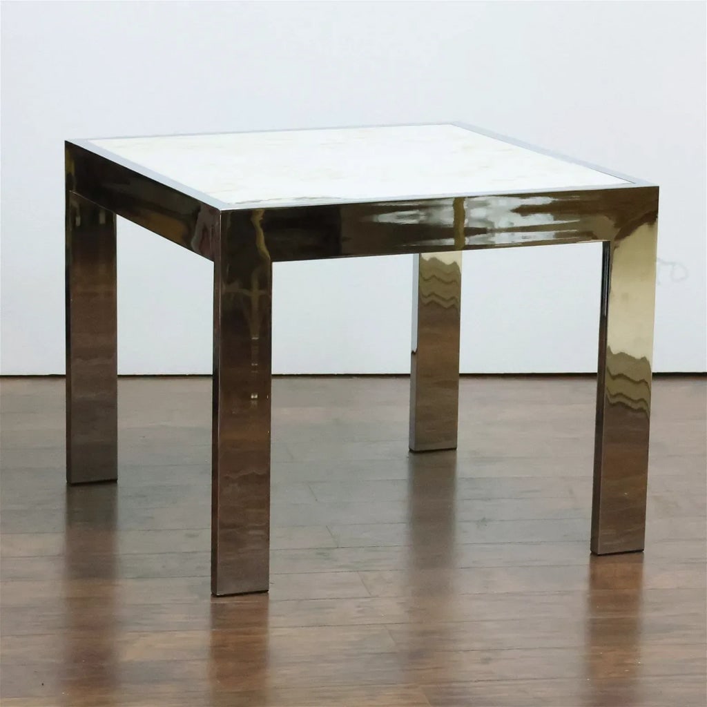 Lawson Fenning Chrome and Onyx Tables, a Pair - 2