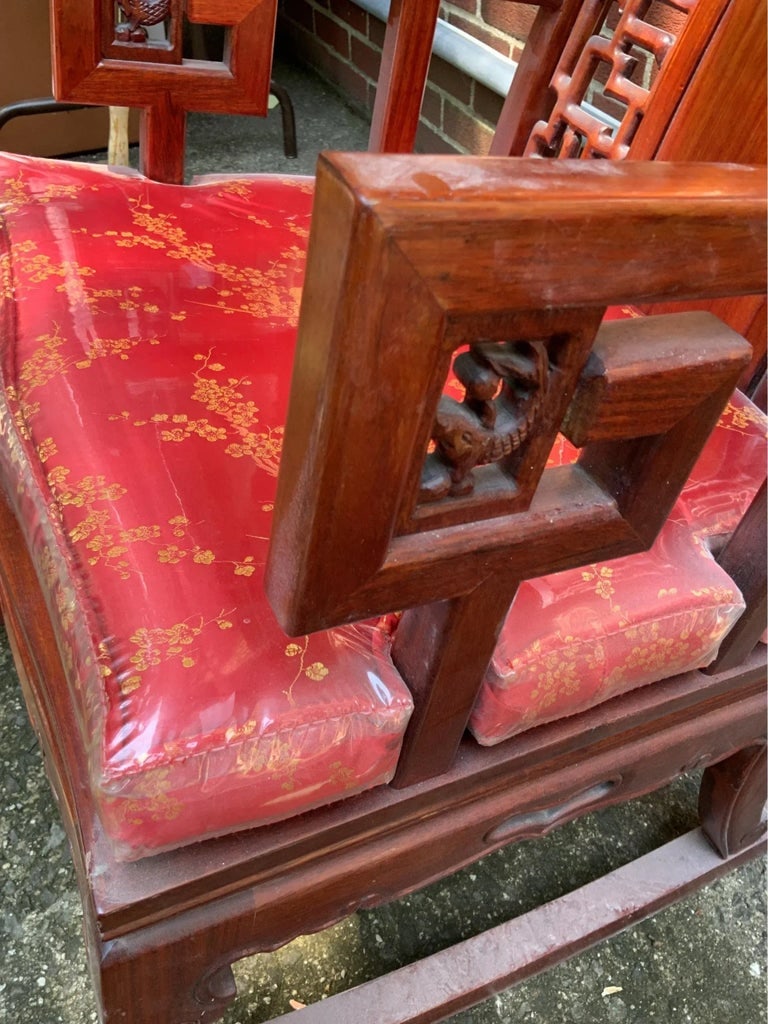 Chinoiserie Rosewood Rocking Chair - 7