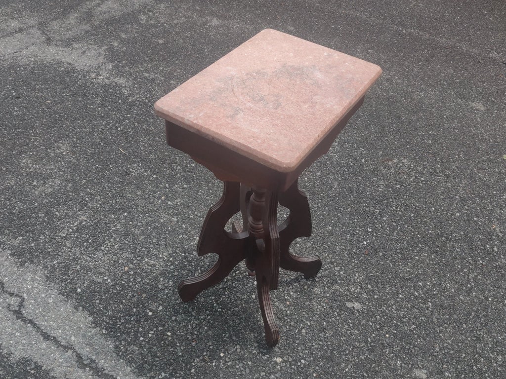 Antique Marble Top Parlor Table, Early 20th Century Side Table - 6