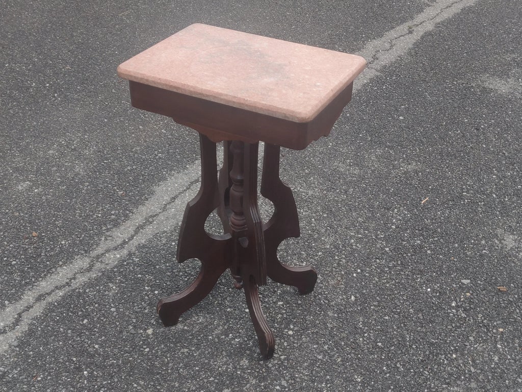 Antique Marble Top Parlor Table, Early 20th Century Side Table - 7
