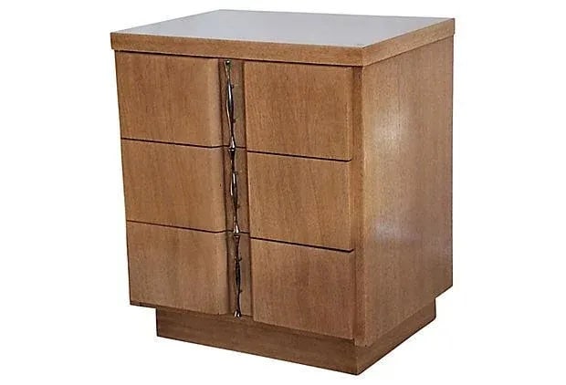 Modernist Wood & Brass Pulls Nightstand - 3