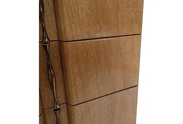 Modernist Wood & Brass Pulls Nightstand - 4