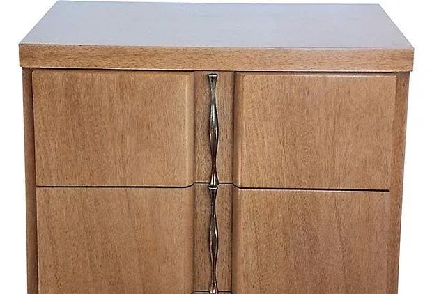 Modernist Wood & Brass Pulls Nightstand - 7