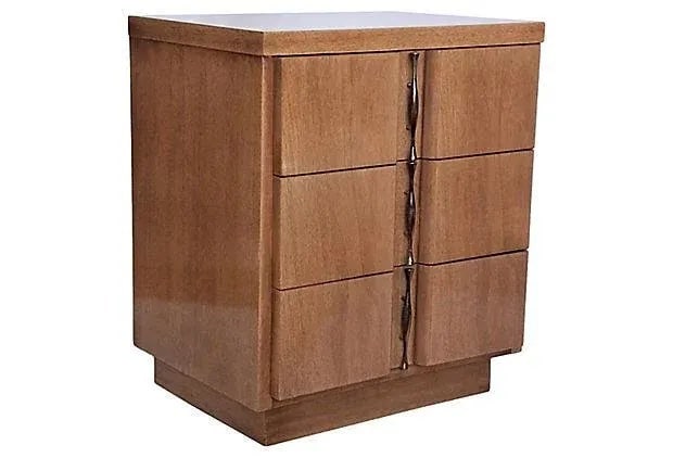Modernist Wood & Brass Pulls Nightstand - 8