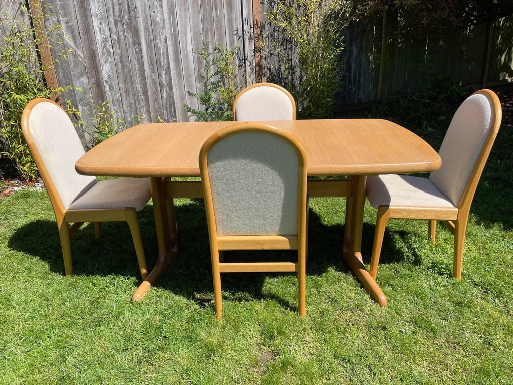 1970s Danish Modern High Back Upholstered Dining Chairs Set of 4 - 7