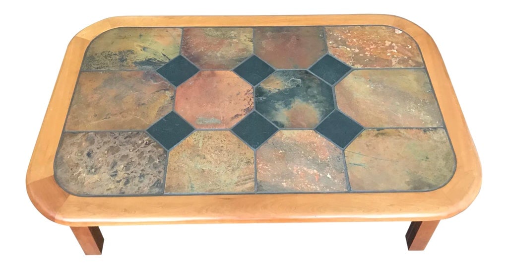 1970s Mid Century Modern Design Slate Metamorphic Rock Coffee Table (1 of 9)