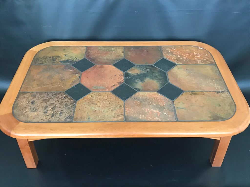 1970s Mid Century Modern Design Slate Metamorphic Rock Coffee Table - 3