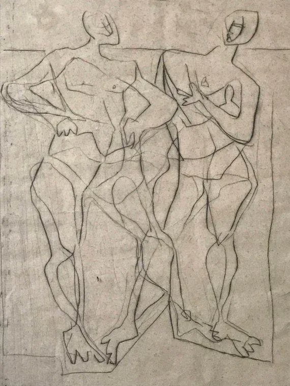 1948 Germany Abstract Figural Etchings by Eduard Bargheer - 2