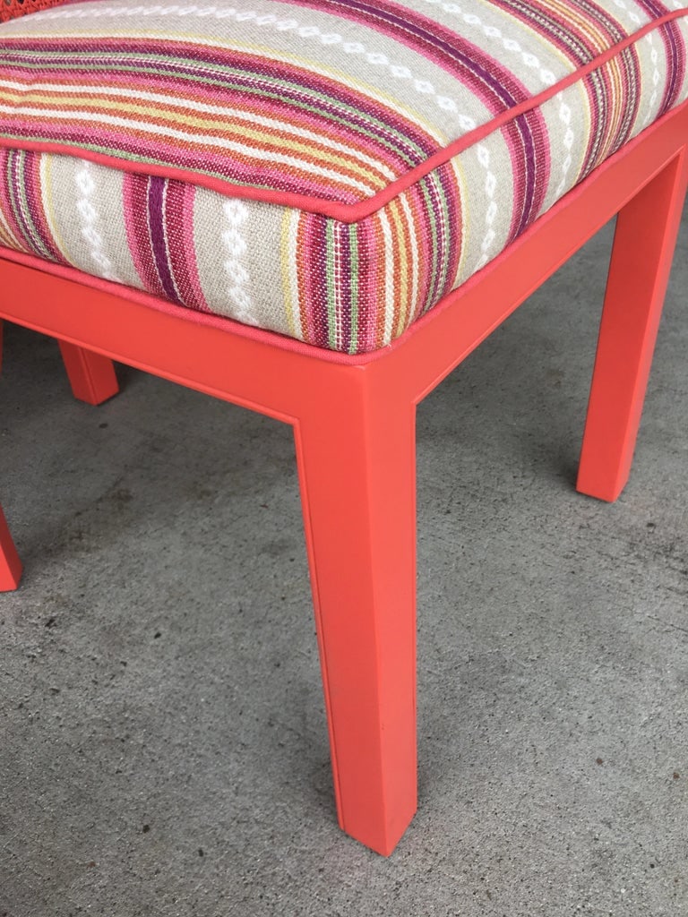 1970s Vintage Cane Back Coral Chairs- Set of 4 - 5