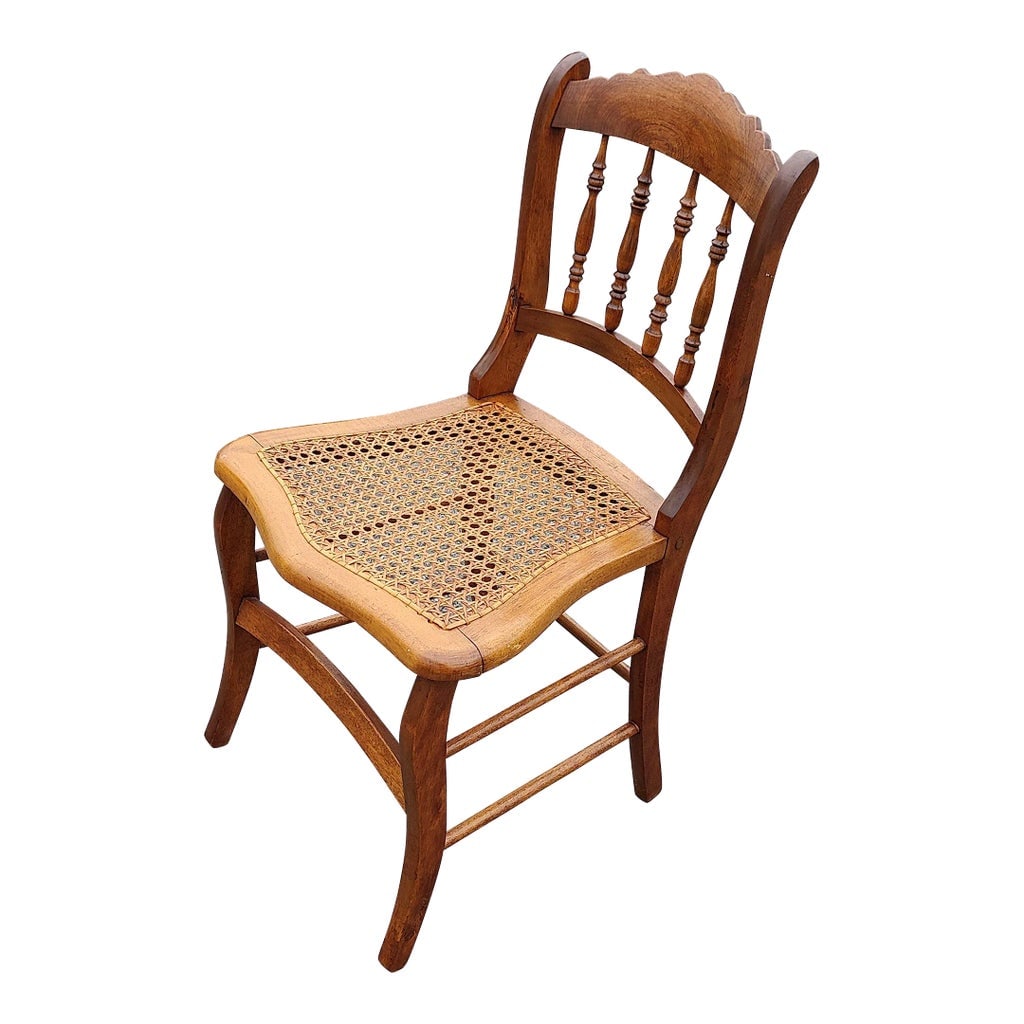 Early 20th Century Victorian Cane Seat Side Chair: A early 20th Victorian Carved Mahogany and cane Seat Side Chair in very good antique and sturdy condition. Condition: Alterations: Original Condition Unaltered Imperfections: Some Imperfections