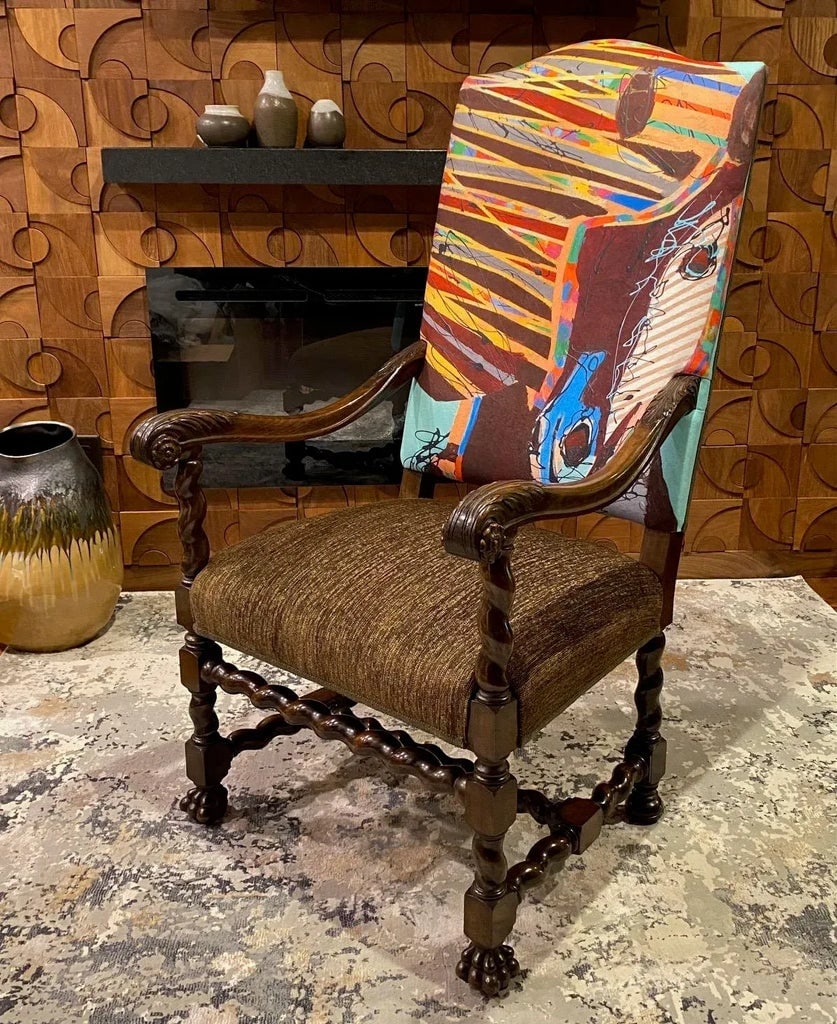 Late 19th Century Carved Barley Twist Equestrian Throne Chair - 4