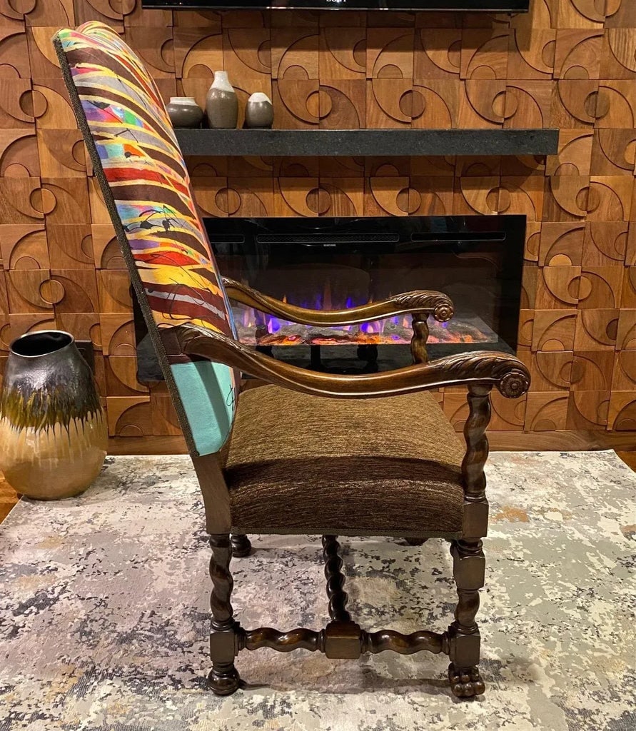Late 19th Century Carved Barley Twist Equestrian Throne Chair - 6