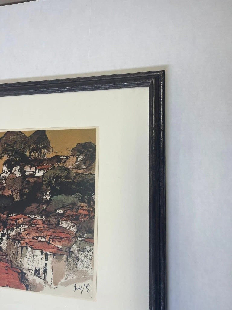 Vintage Framed and Signed Art Print "Mountain Village in Portugal" by N. G. Hartmann - 5