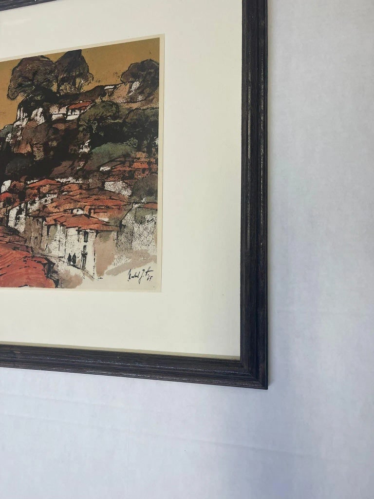 Vintage Framed and Signed Art Print "Mountain Village in Portugal" by N. G. Hartmann - 6