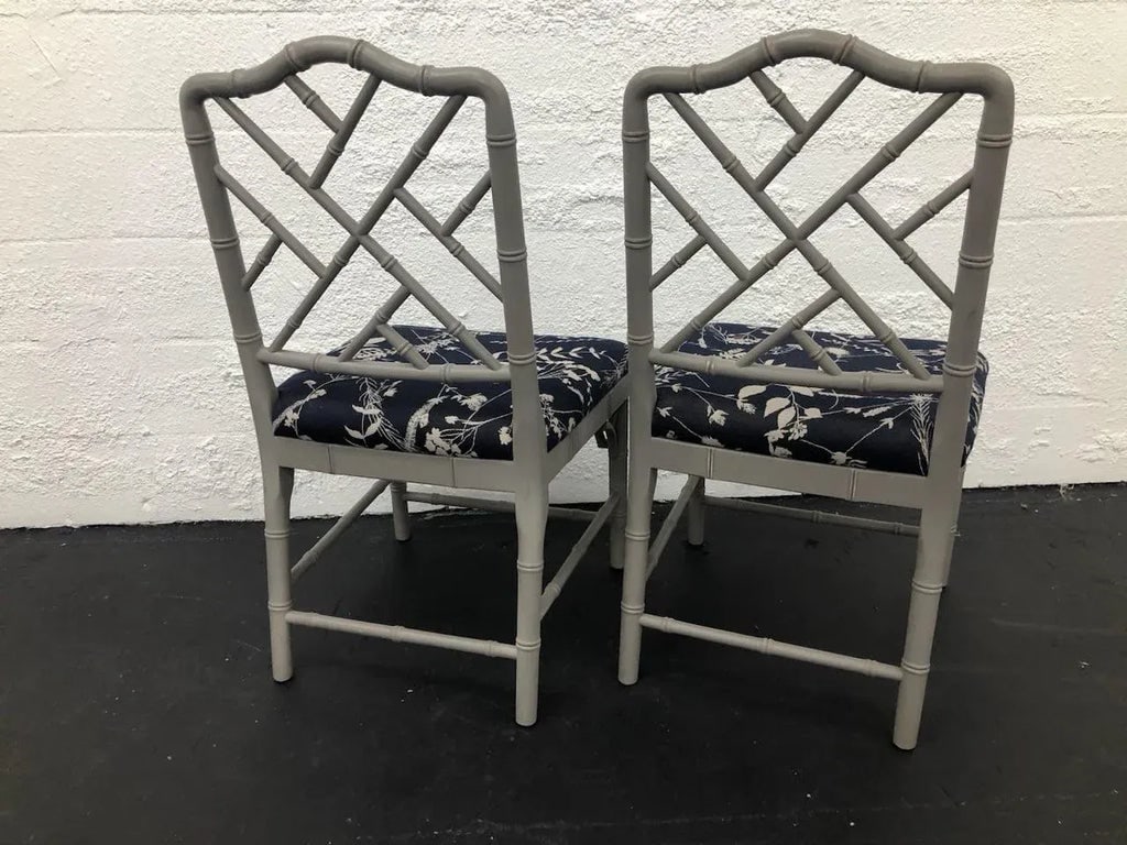 Ballard Designs Faux Bamboo Chinese Chippendale Dayna Side Chair Pair - 2