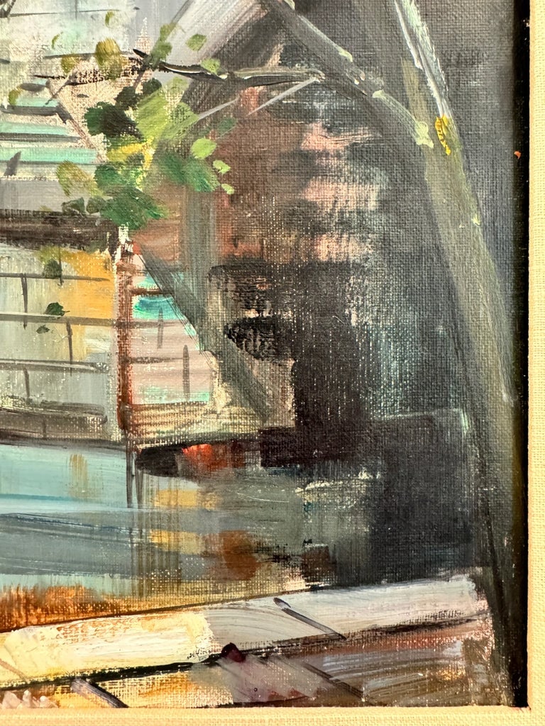 Mid-Century Expressionist Painting of Paris Featuring a Bridge Over Rriver Seine (Framed) - By Artis - 6