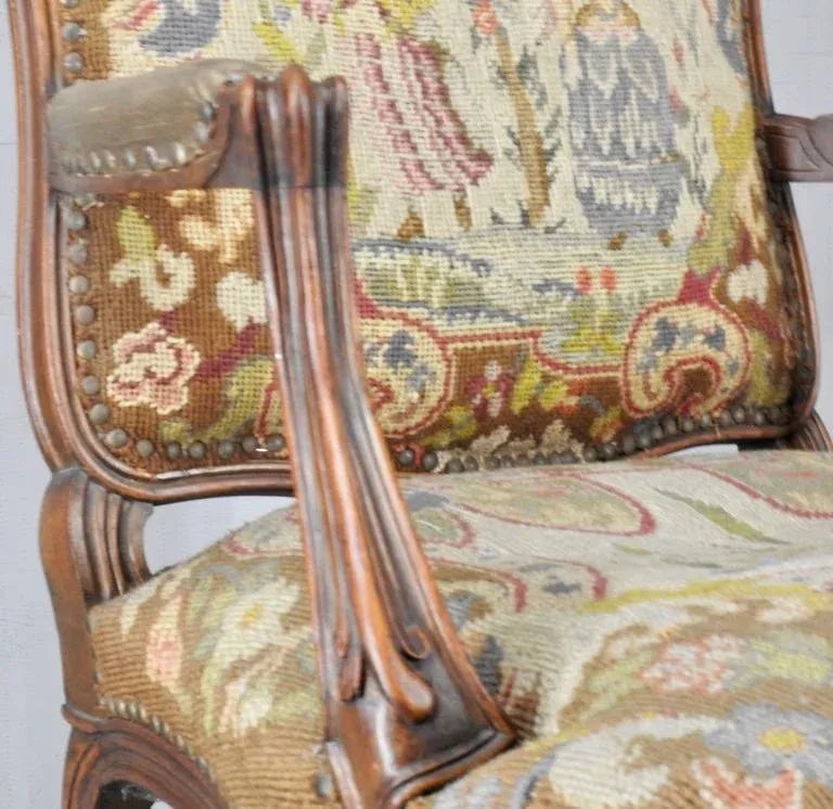 Late 19th Century French Needlepoint Rococo Fauteil - 7