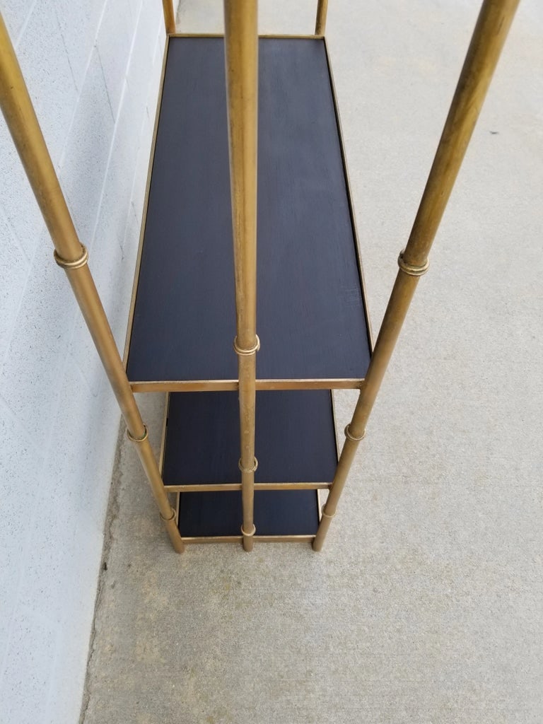1960s Brass Etagere in Ebonized Mahogany Shelves and Bamboo Motifs - 2