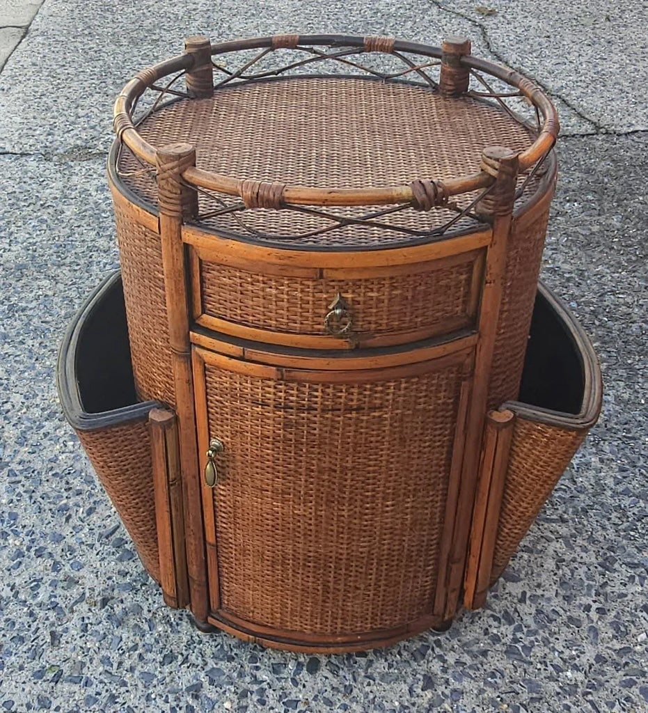 Mid 20th Century Seven Seas Hooker Bamboo Side Cabinet Magazine Rack - 7