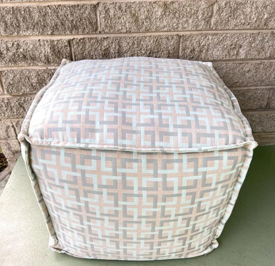 2009 Lee Industries Pouf/Slipcover Ottoman With Self Flange Welt & Retired Fabric - 2