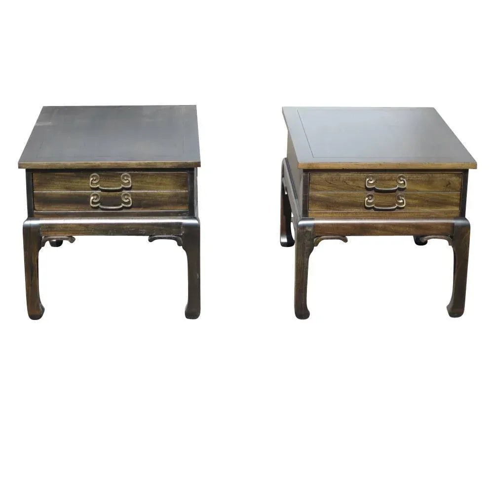 Pair of Asian Style Wood Nightstands - 2