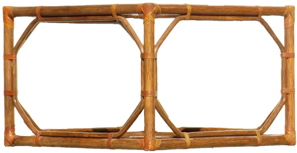 1970s Boho Chic Rattan / Bamboo & Glass Coffee Table - 2
