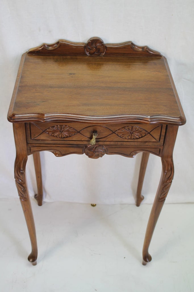 1920s Antique Walnut French Style Telephone Hallway Table - 2