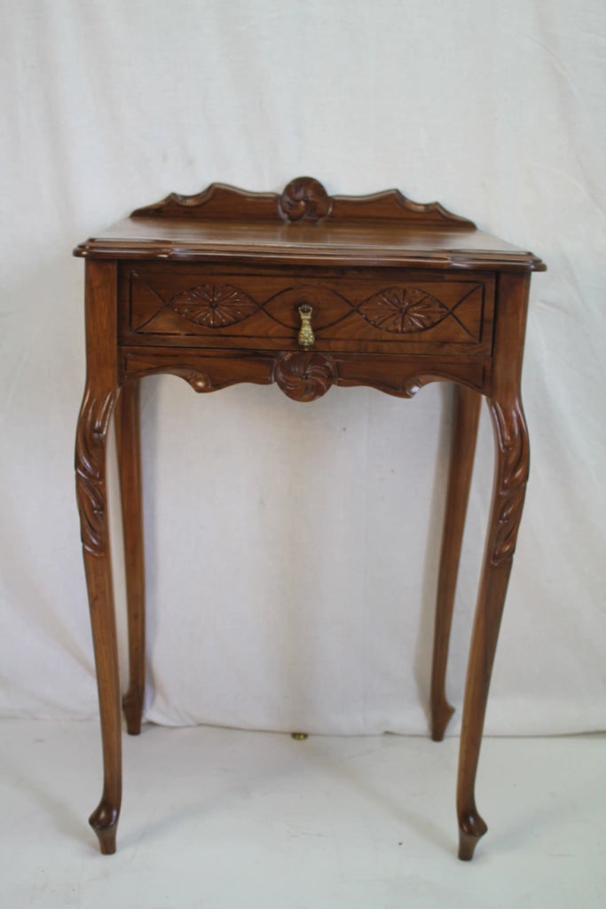 1920s Antique Walnut French Style Telephone Hallway Table - 3