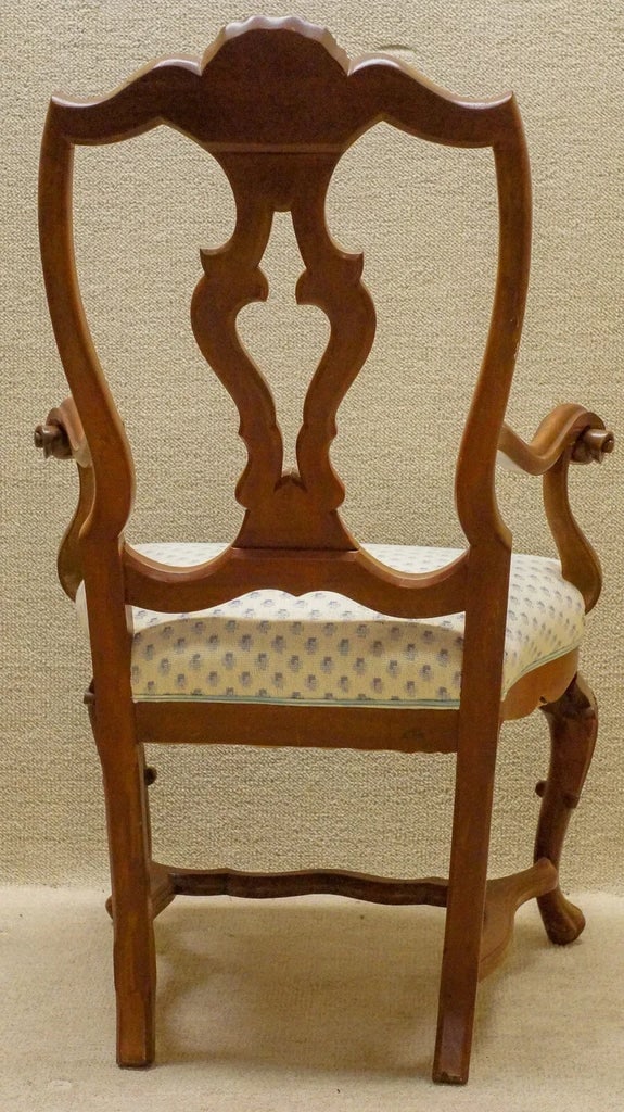 Pair of Mid 20th Century Walnut Italian Dining Room Chairs, Newly Upholstered & Restored - 2