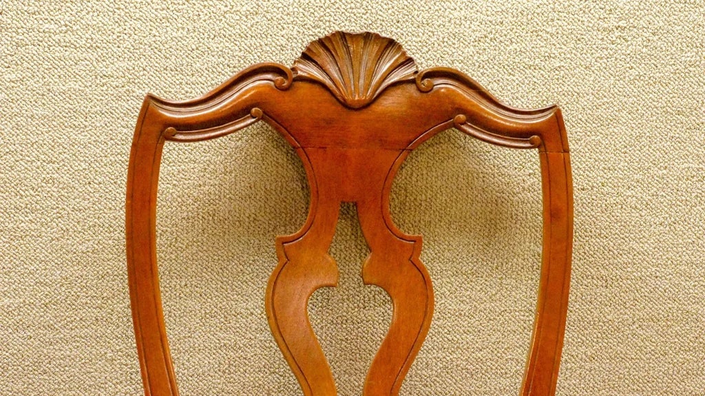 Pair of Mid 20th Century Walnut Italian Dining Room Chairs, Newly Upholstered & Restored - 5