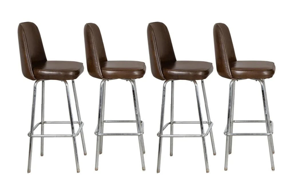 Set of 4 Mid-Century Vintage Swivel Bar Stools 1970s - 2