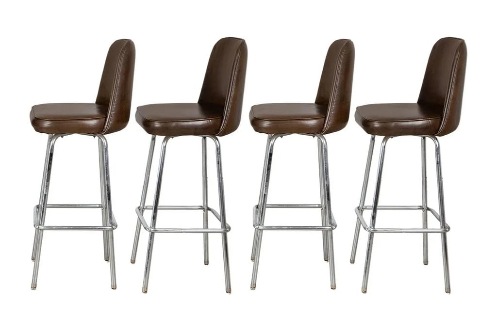 Set of 4 Mid-Century Vintage Swivel Bar Stools 1970s - 3