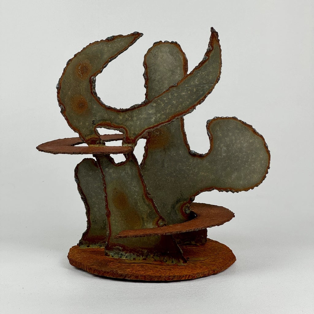 1960s Vintage Brutalist Hand Forged Sheet Metal Sculpture of Cactus, Signed - 2