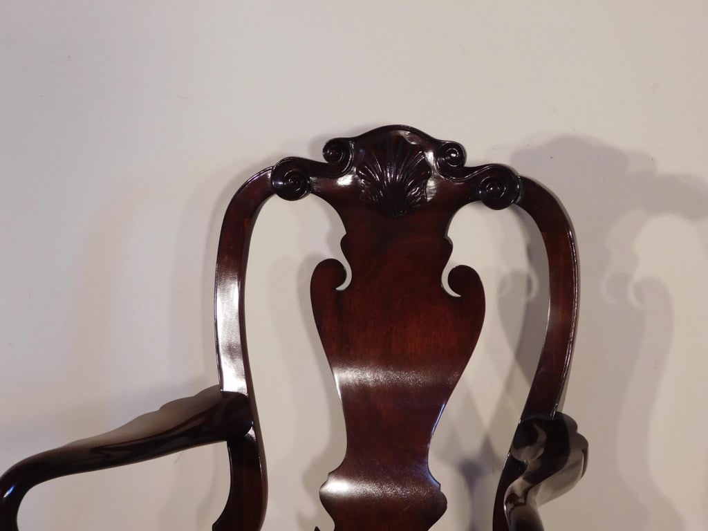 Kindel Winterthur Queen Anne Mahogany Cherry Shell Carved Arm Chair #1 - 7