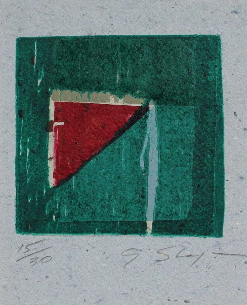 Gary Lee Shaffer Small Abstract Print in Green, 20th Century - 2