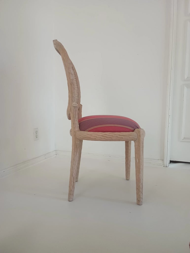 1990s Vintage Carved Wood Side Chairs - Set of 2 - 5