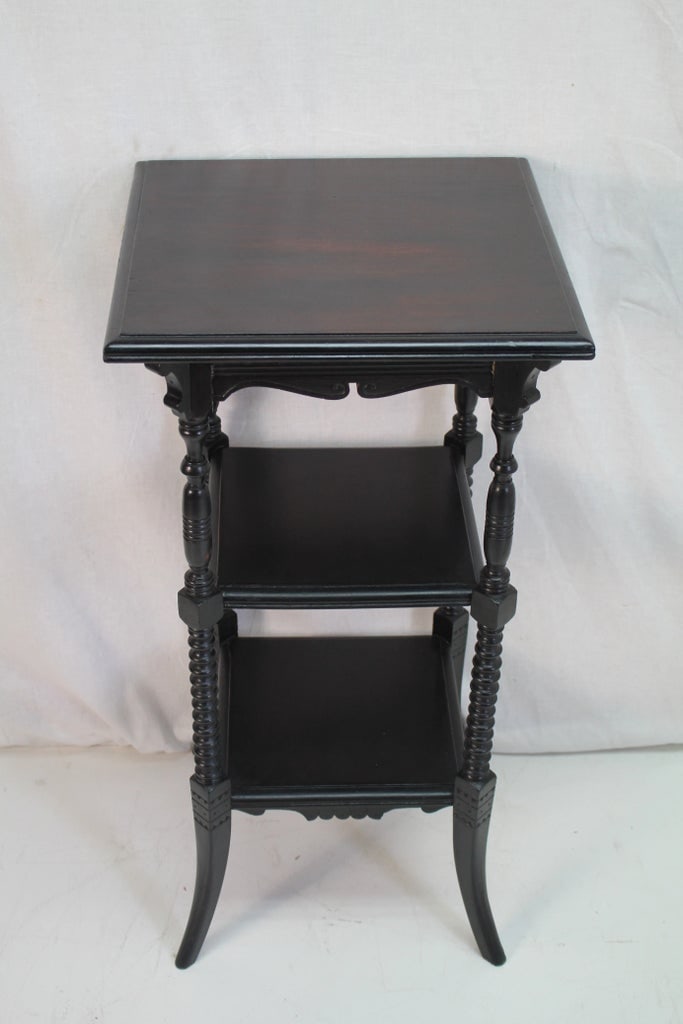 Antique Late Victorian 19th Century Eastlake Three-Tier Ebony Table - 2